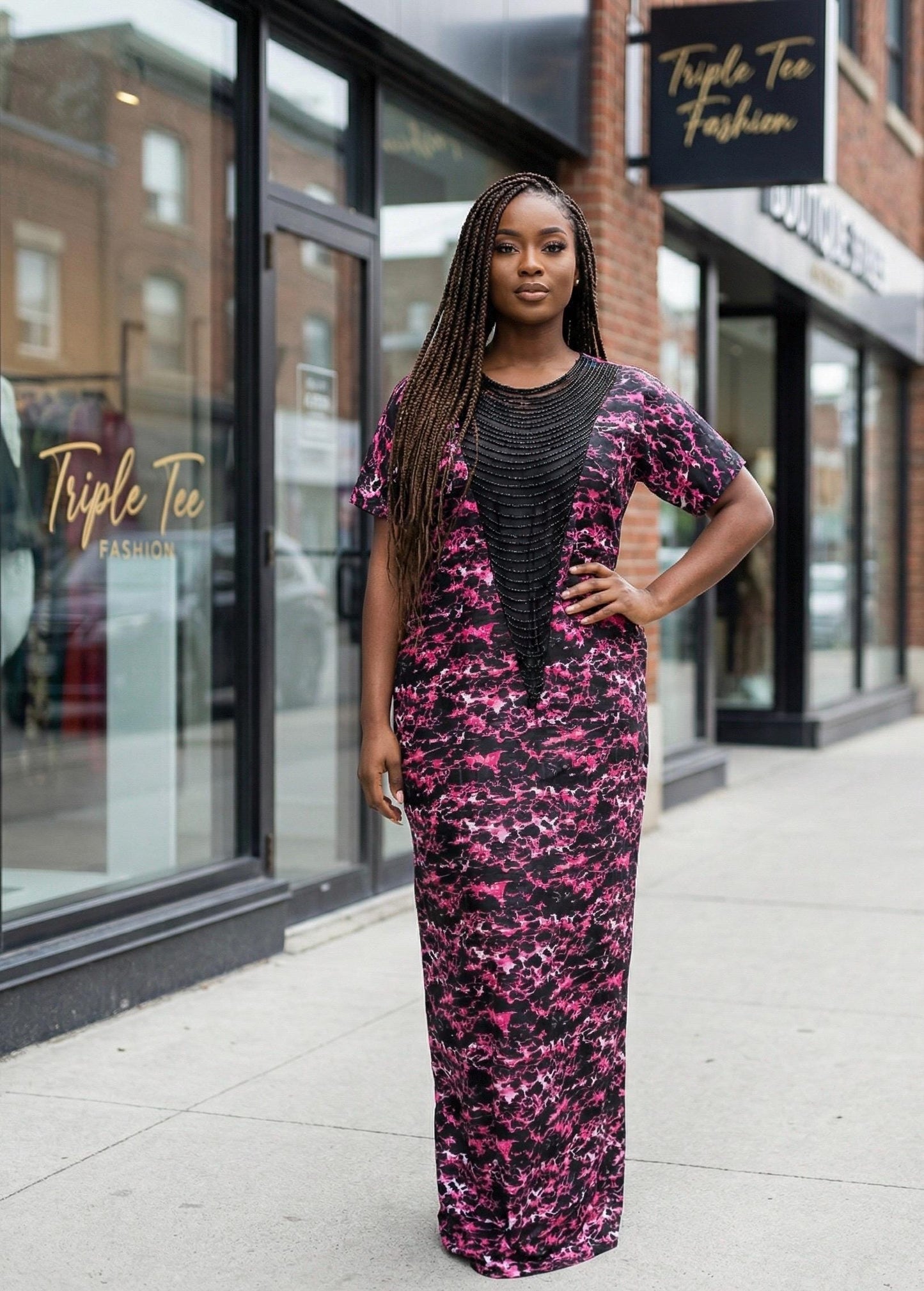 Handmade Ankara Boubou Dress | Beaded African Kaftan