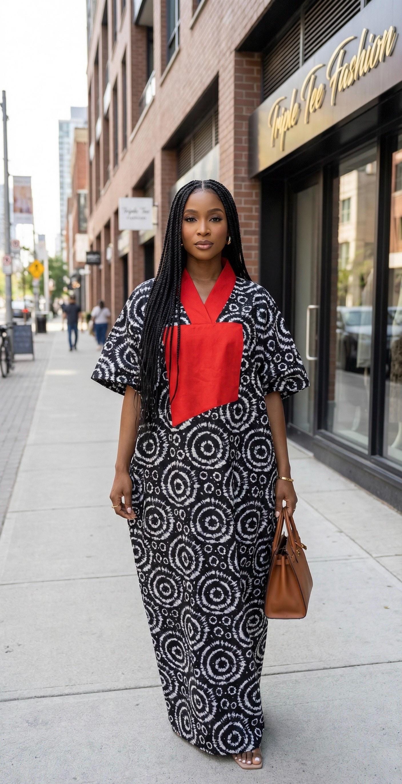 Handmade African Ankara Brocade Kaftan Dress | Nigerian Design