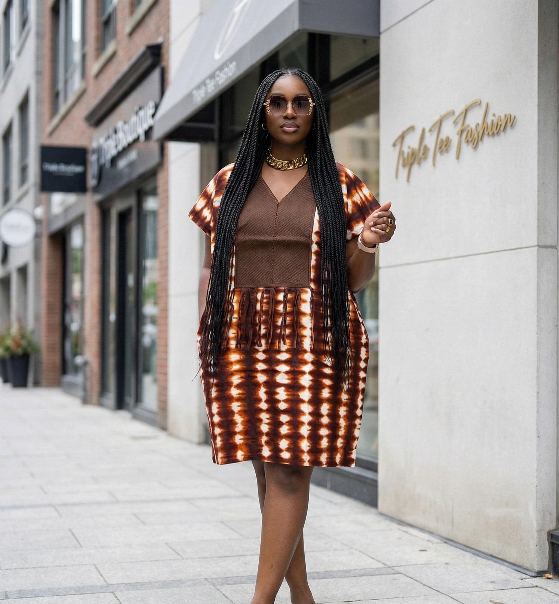 African Print Ankara Kaftan Dress | Nigerian Cotton Party Wear