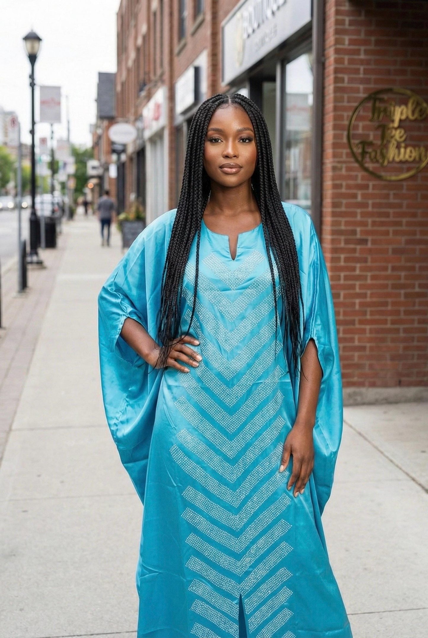 Duchess Silk Boubou Dress | Crystal Patterned Kaftan