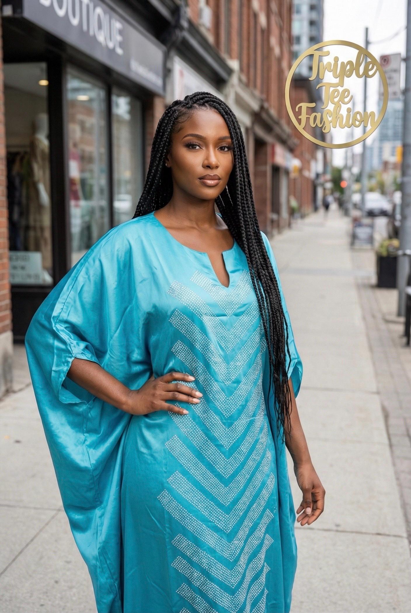 Duchess Silk Boubou Dress | Crystal Patterned Kaftan