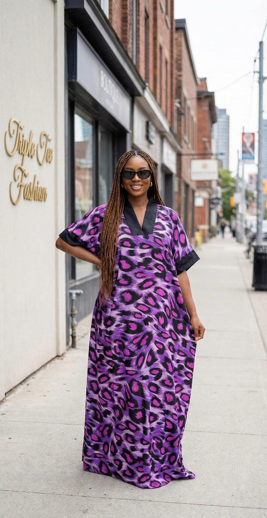African Print Crepe Kaftan | Elegant Boubou Dress