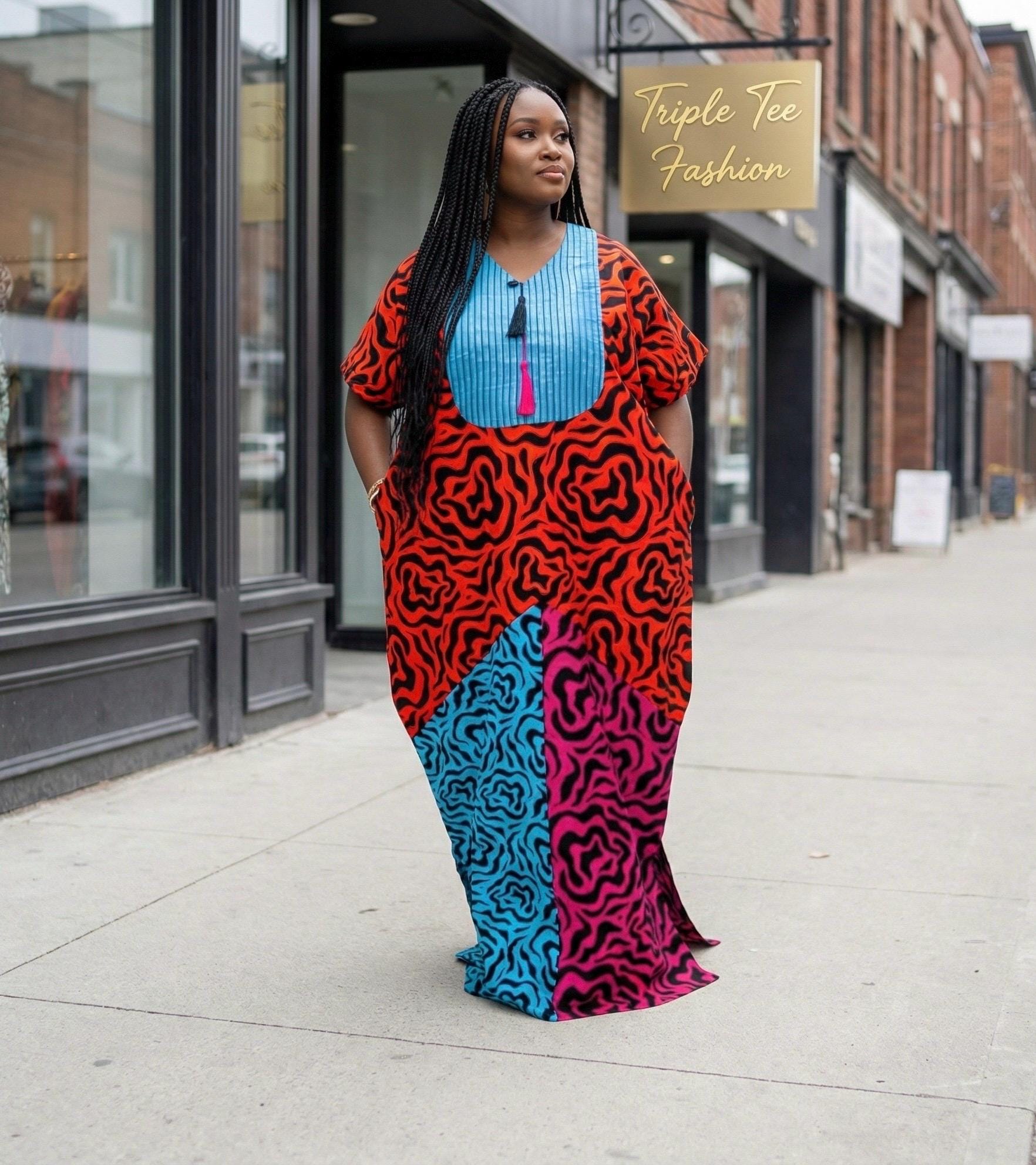 Ankara Kaftan Dress | Nigerian Cotton Bubu, Plus Size