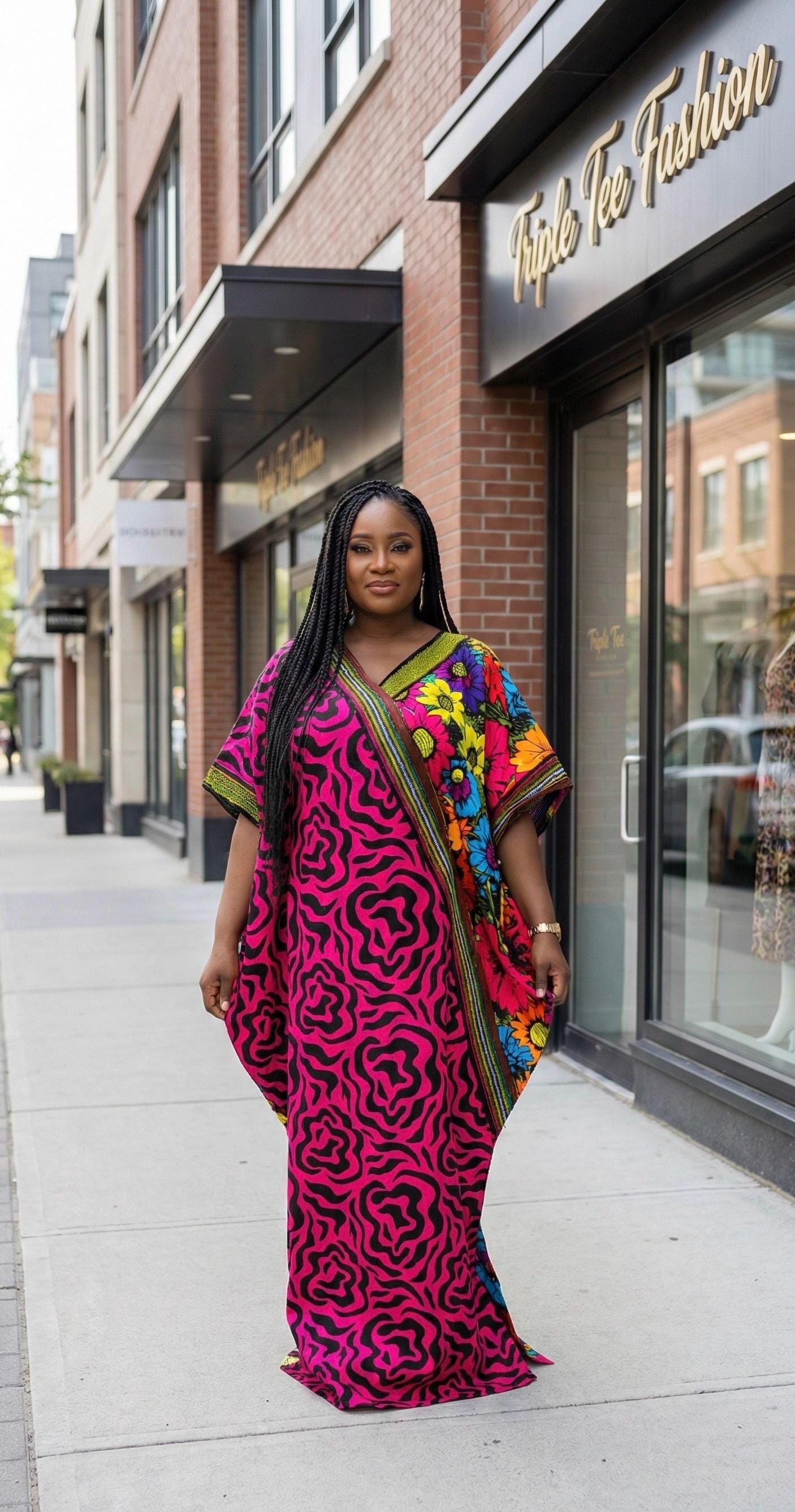 Ankara Kaftan Dress | Nigerian Aso Oke Cotton Bubu