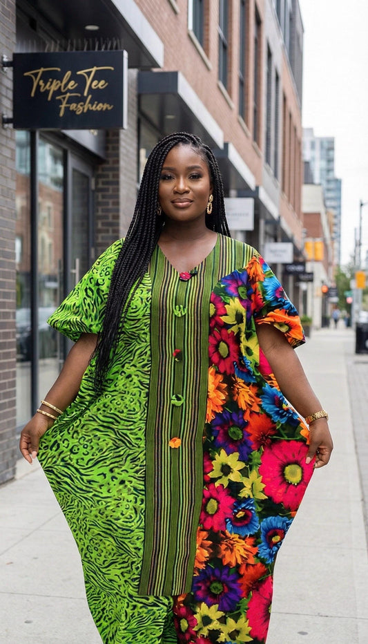 Ankara African Maxi Dress | Cotton Bubu Kaftan, Party Gown