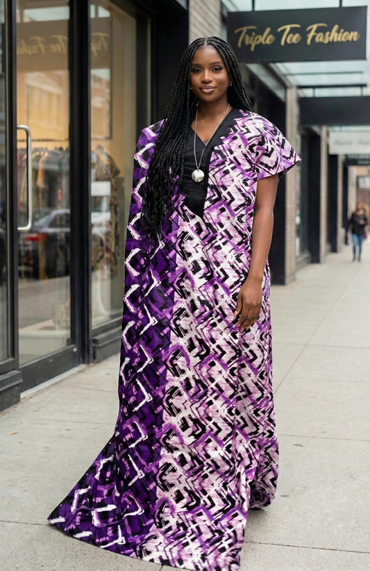 African Ankara Kaftan Dress | Phoenix Embroidery, Party Gown