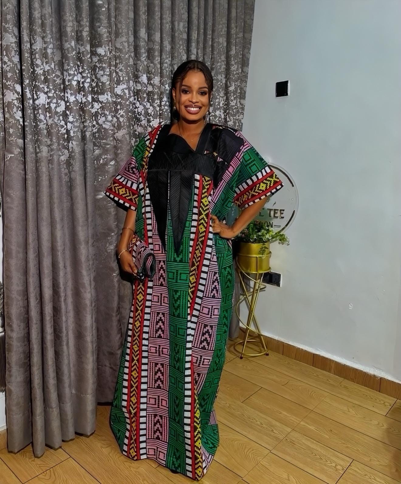 Authentic Akwete Boubou with Tinko Embroidery – One Size Fits All