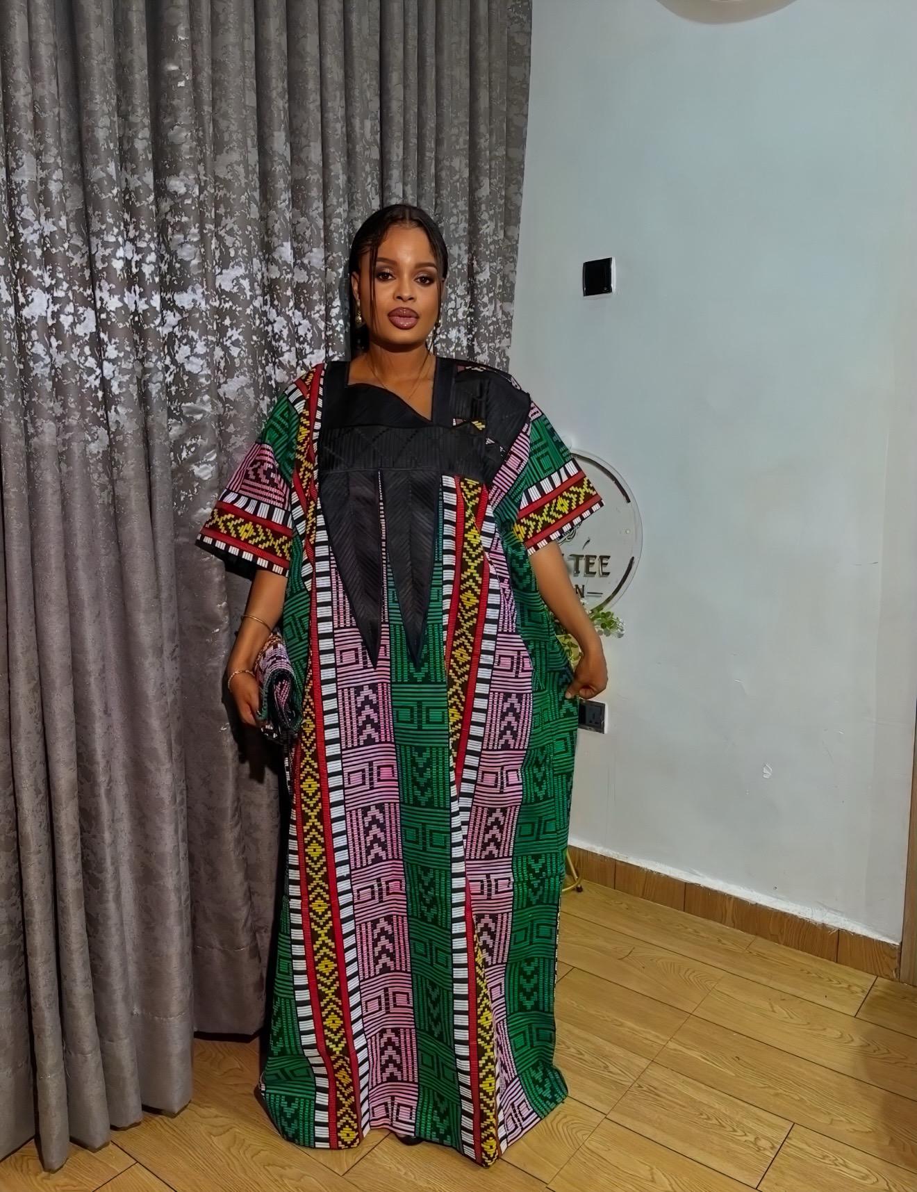 Authentic Akwete Boubou with Tinko Embroidery – One Size Fits All