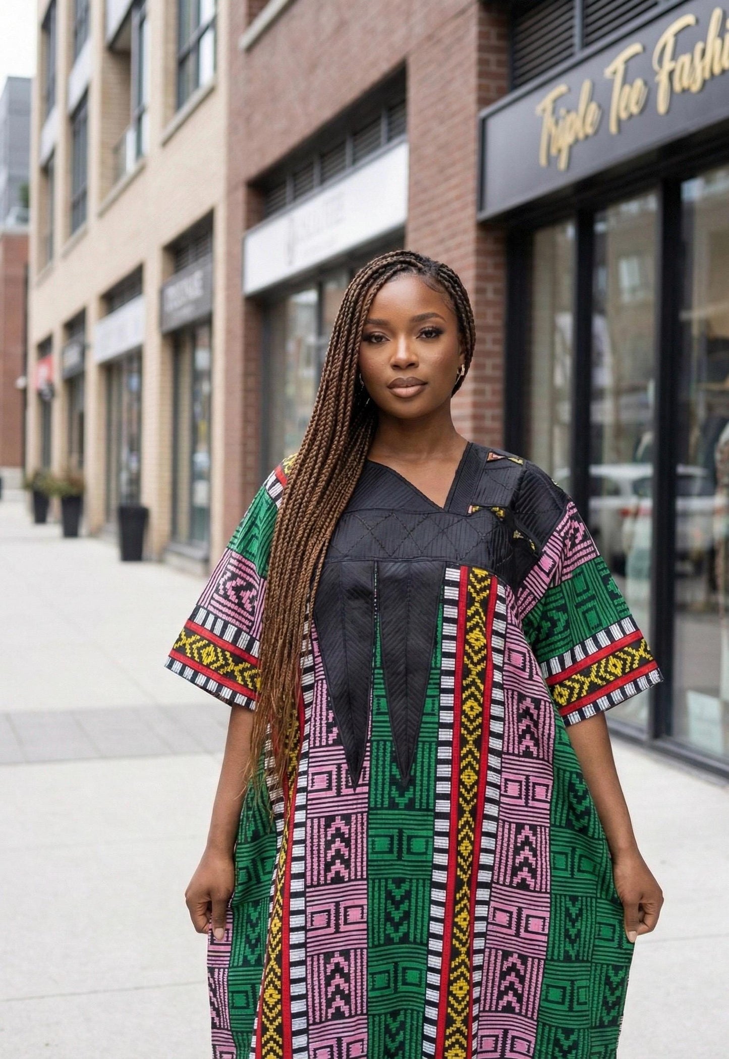 Authentic Akwete Boubou with Tinko Embroidery – One Size Fits All