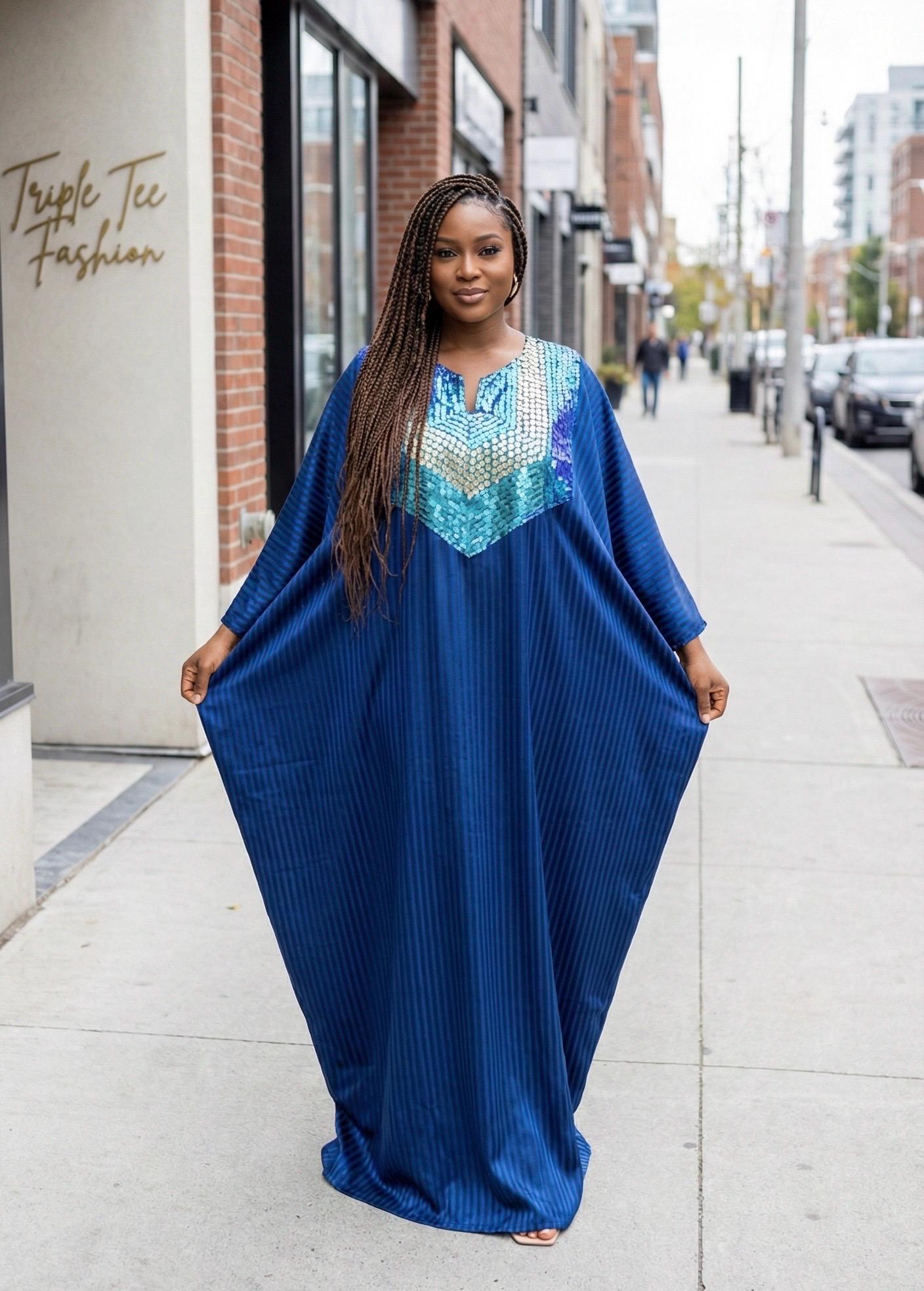 Handmade Beaded Silk Boubou Dress | African Kaftan