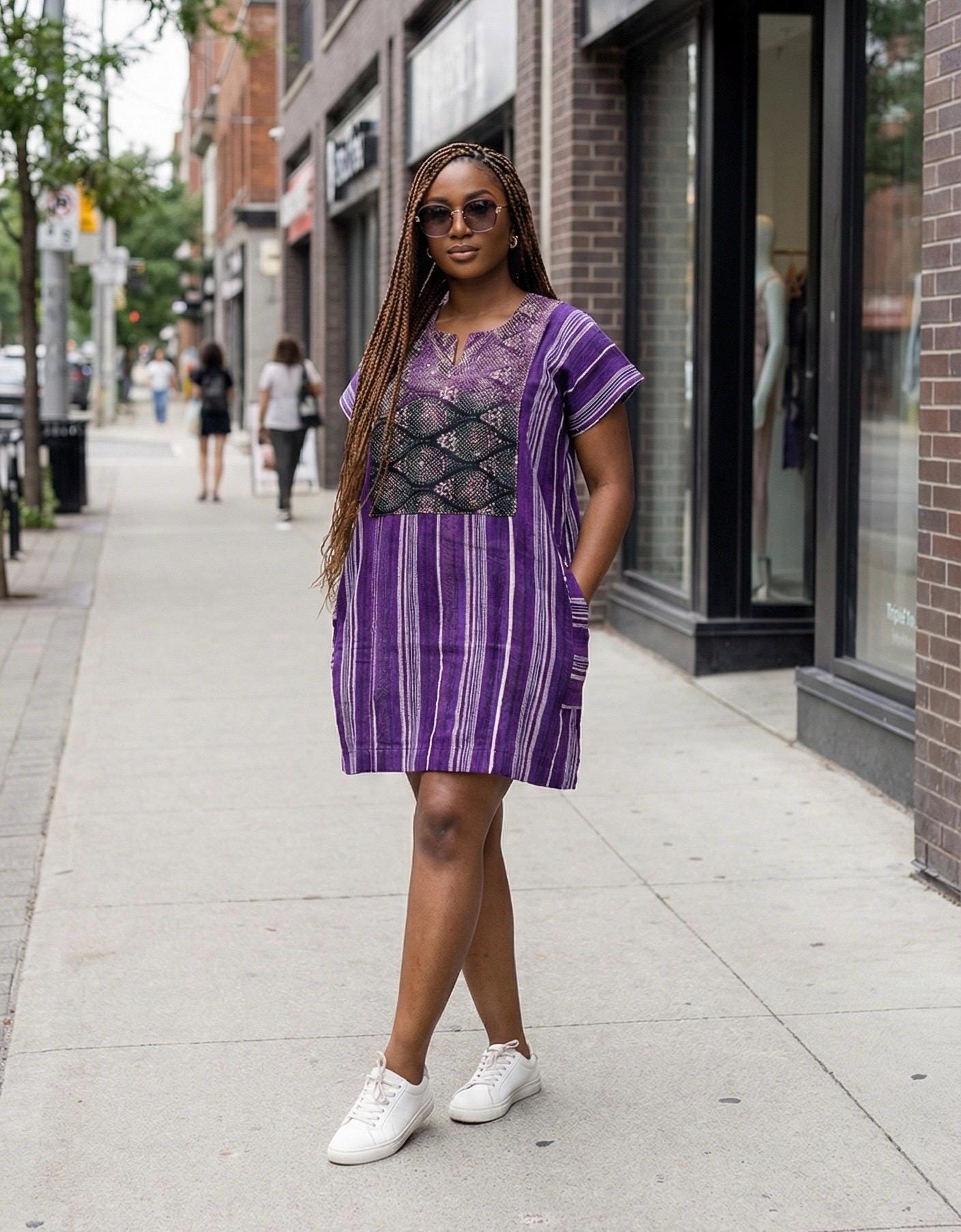 African Aso Oke Short Dress: Nigerian Kaftan Party Wear
