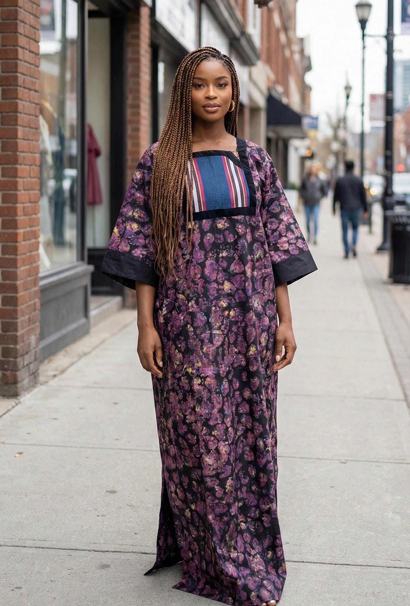 Handmade Adire Cotton Brocade Boubou | Traditional Nigerian Kaftan Dress