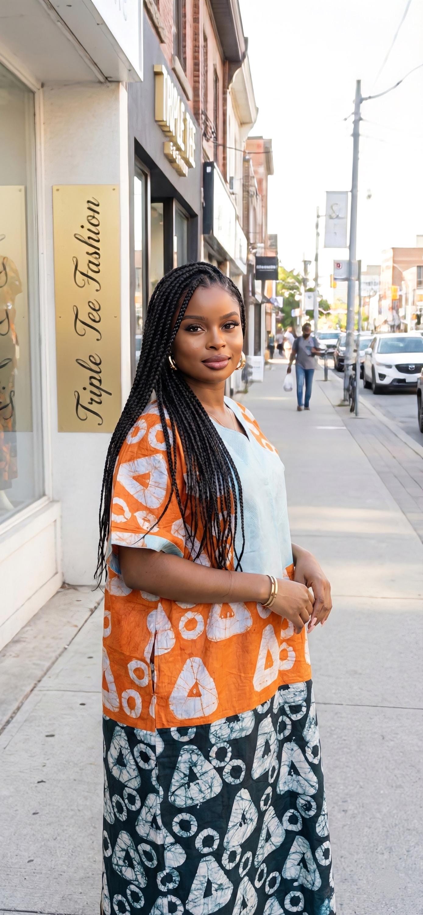 Handmade African Adire Batik Boubou | Nigerian Kaftan Dress