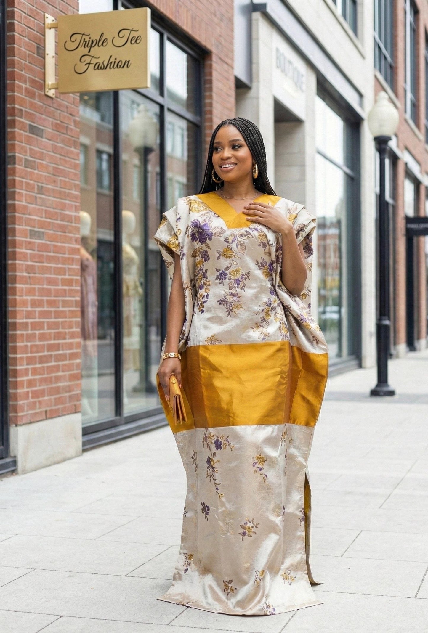 Floral Mikado Brocade Boubou Dress | African Kaftan, Rich Aunty Style