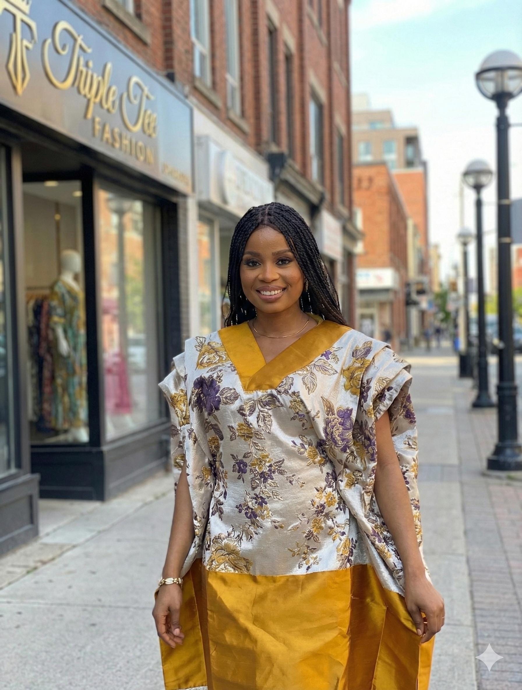 Floral Mikado Brocade Boubou Dress | African Kaftan, Rich Aunty Style