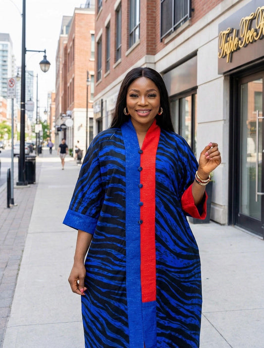 Handmade Ankara Boubou Dress with Headtie | African Kaftan