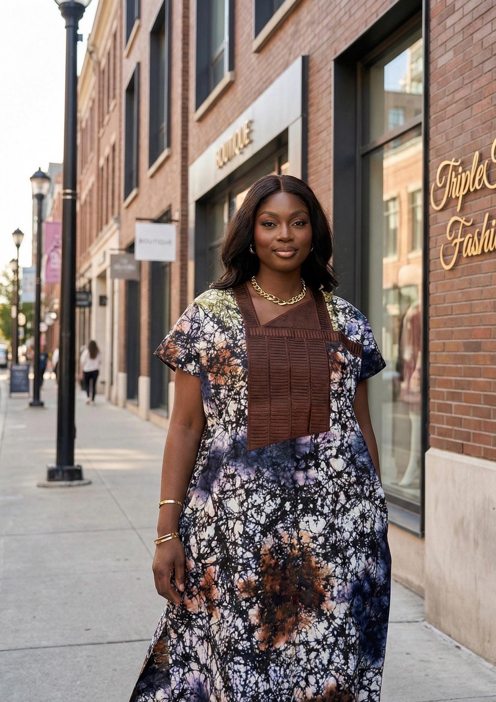 African Ankara Dress | Phoenix Embroidery, Nigerian Kaftan
