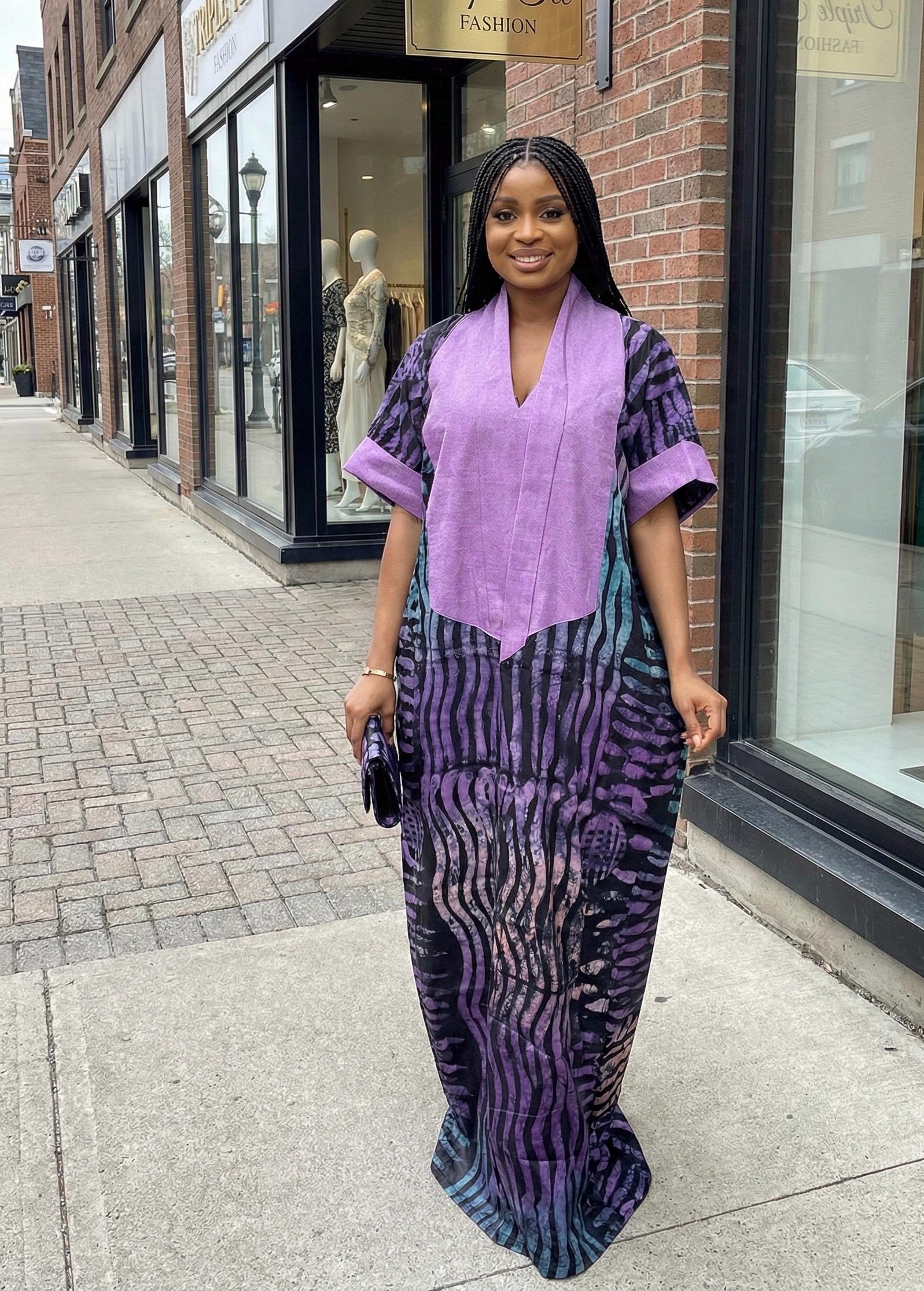 Handmade African Adire Batik Kaftan Dress | Nigerian Boubou