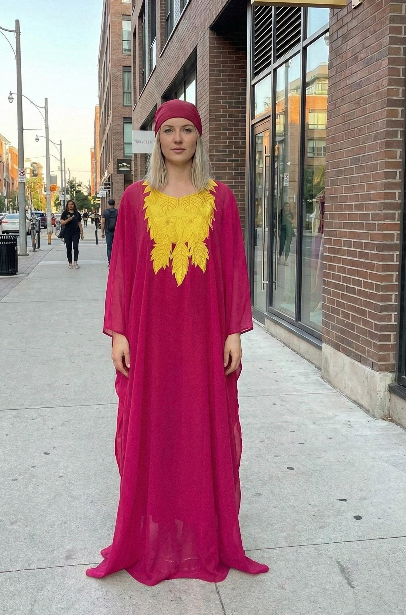 Embroidered African Kaftan Dress | Organdy Bubu, One Size