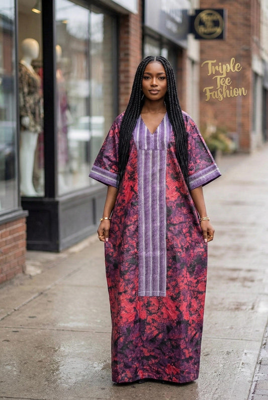 African Print Kampala Boubou Dress | One Size Kaftan