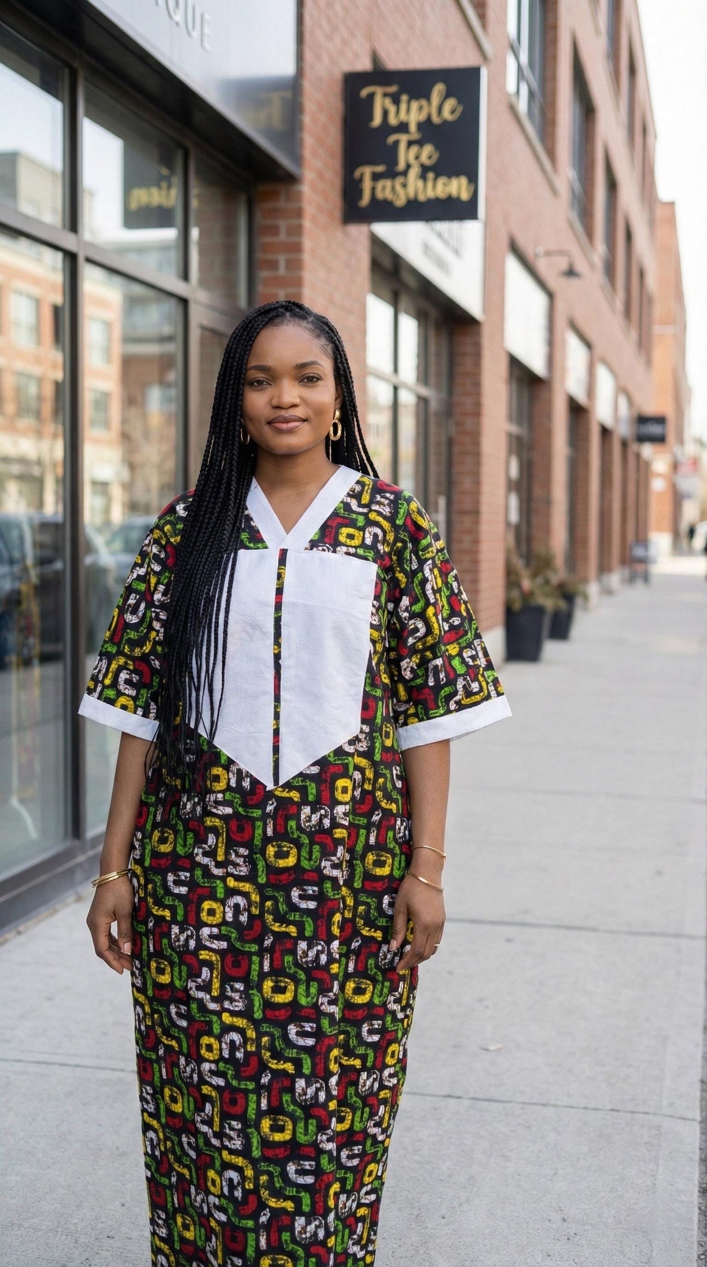 African Ankara Kaftan Dress: Adire Aso Oke, One Size Fits All