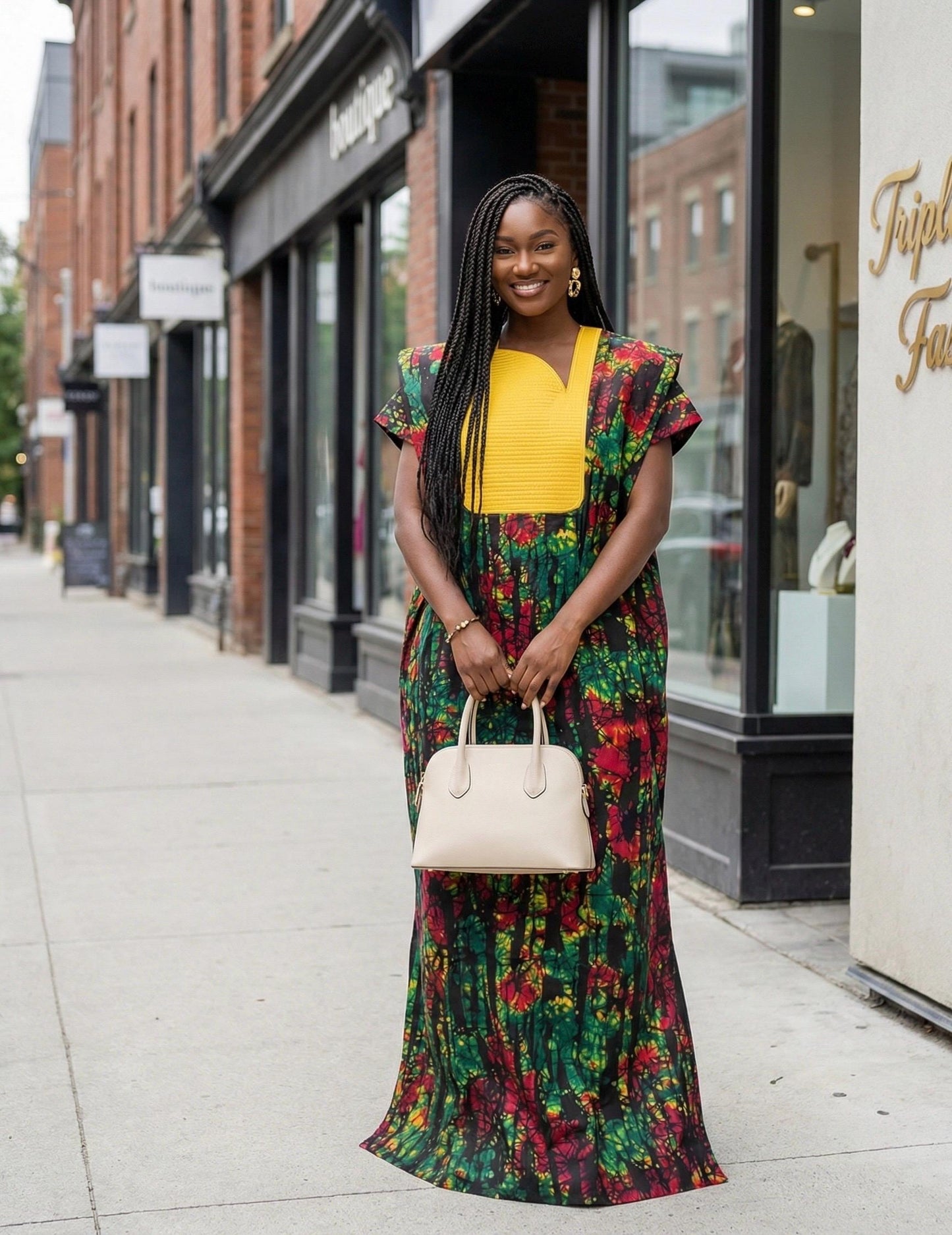 Phoenix Embroidery Ankara Dress | African Print Kaftan Boubou
