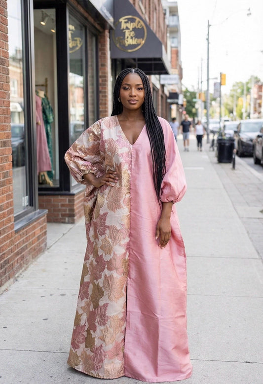 European Brocade Mikado Boubou | African Kaftan Dress, Headband