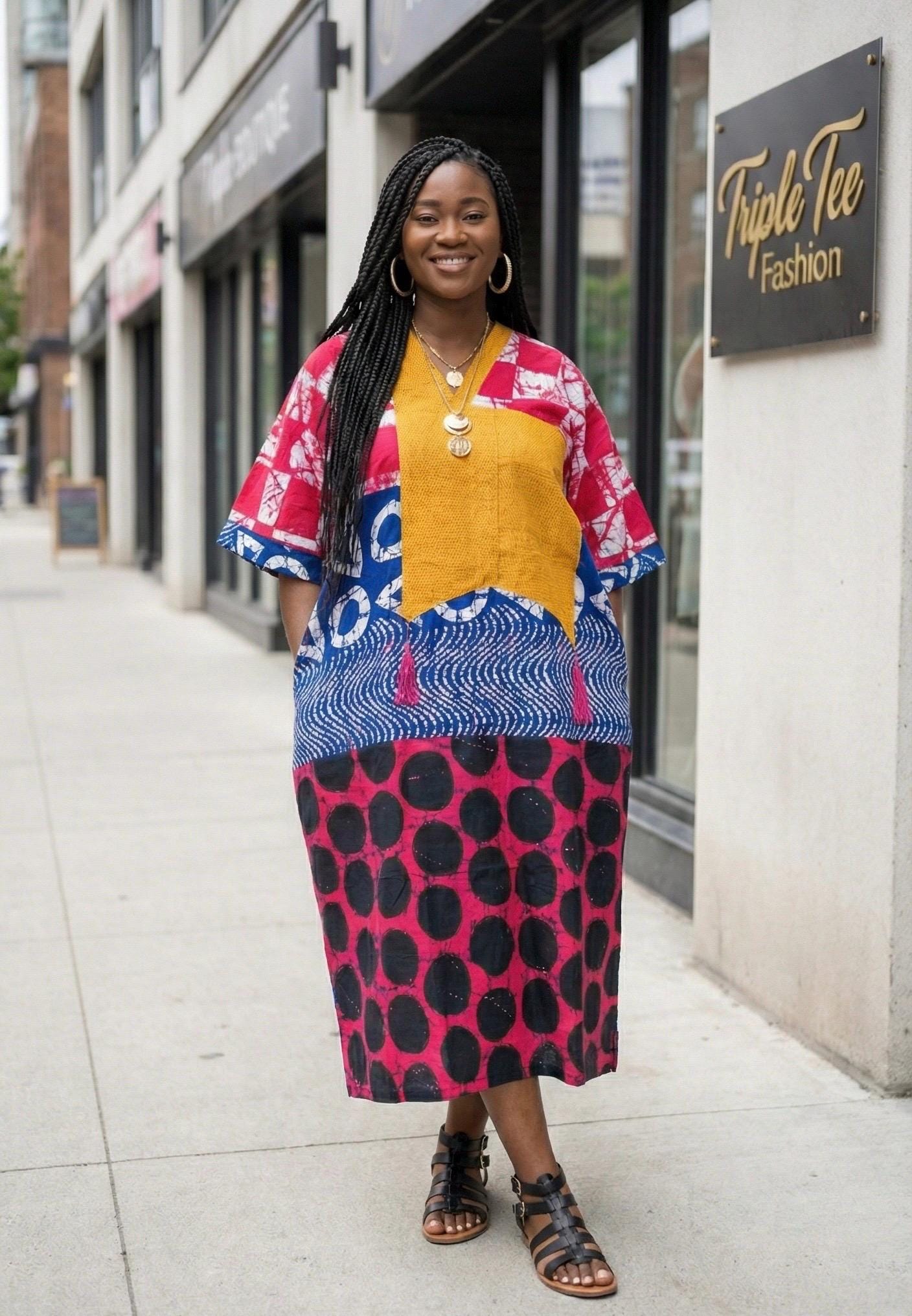 African Ankara Boubou dress| Kaftan| Handmade African print dress | Nigerian made | Tie and Dye | Boubou| Rich aunty| Bubu