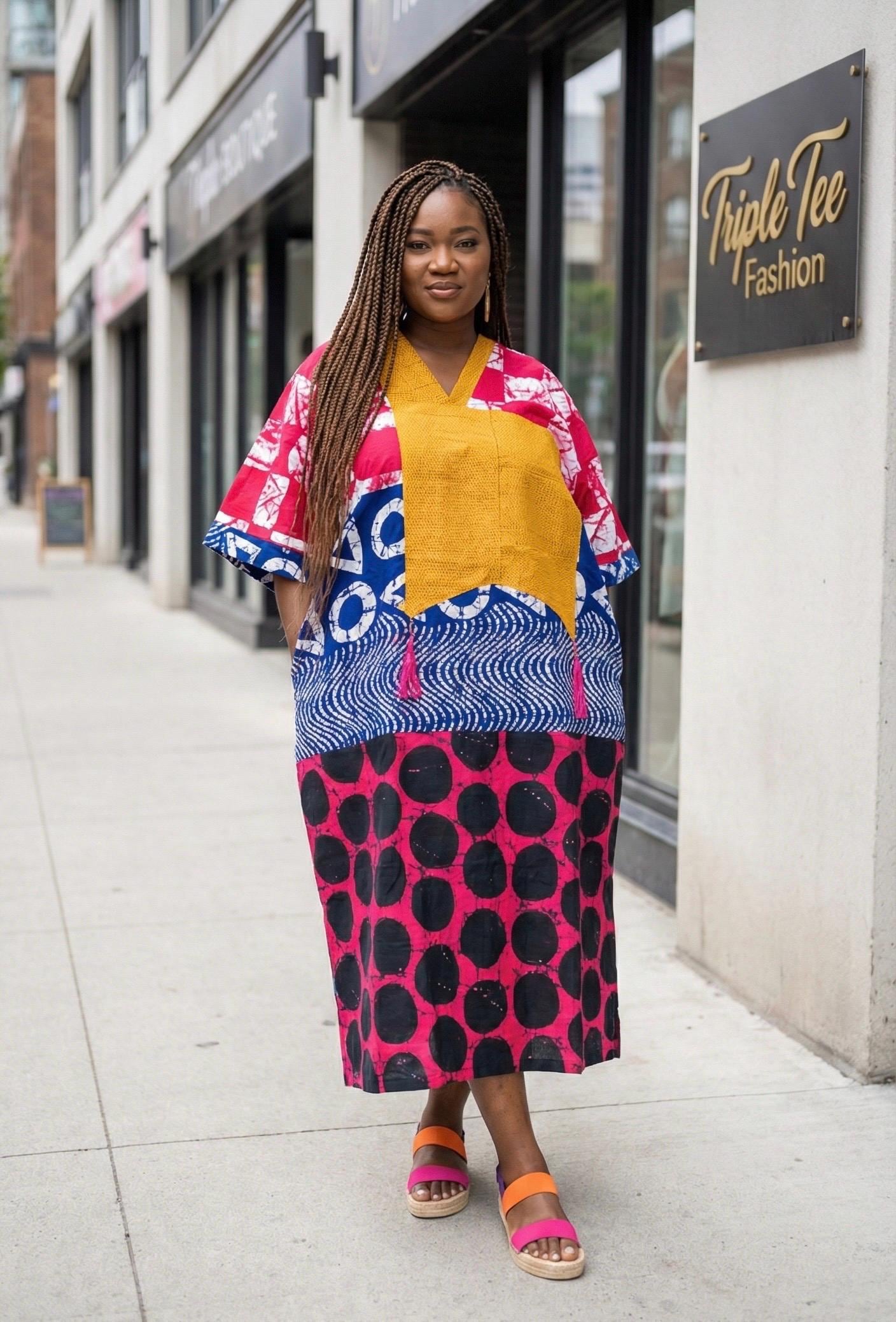 African Ankara Boubou dress| Kaftan| Handmade African print dress | Nigerian made | Tie and Dye | Boubou| Rich aunty| Bubu