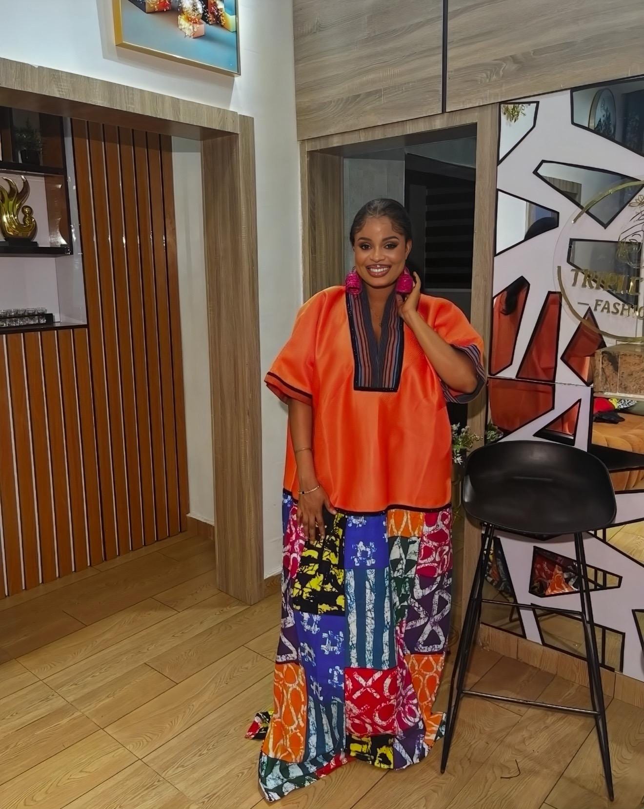African Boubou Dress | Scuba Net Kaftan with Ankara Patchwork | Free Size Maxi Boubou | One Size Fits 2–20 | Luxury African Wear