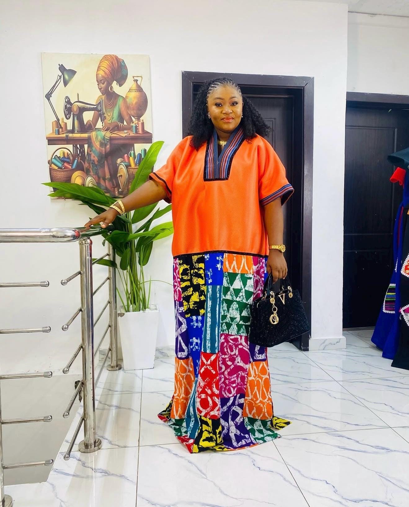 African Boubou Dress | Scuba Net Kaftan with Ankara Patchwork | Free Size Maxi Boubou | One Size Fits 2–20 | Luxury African Wear