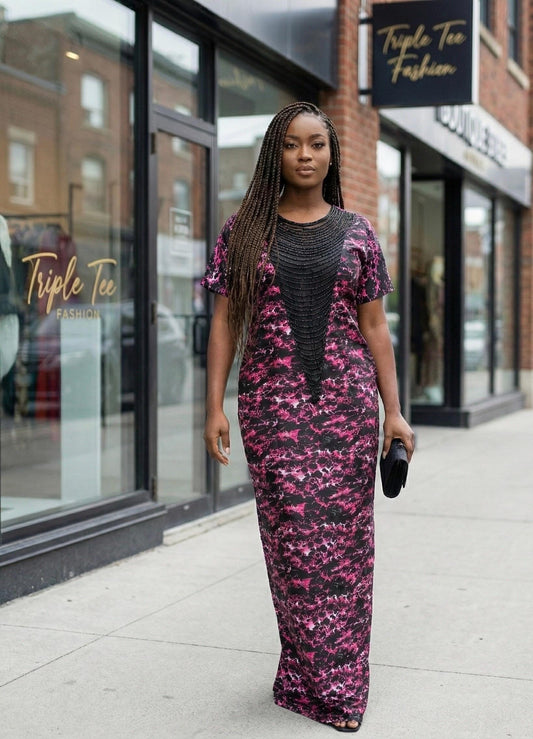 Handmade Ankara Boubou Dress | Beaded African Kaftan