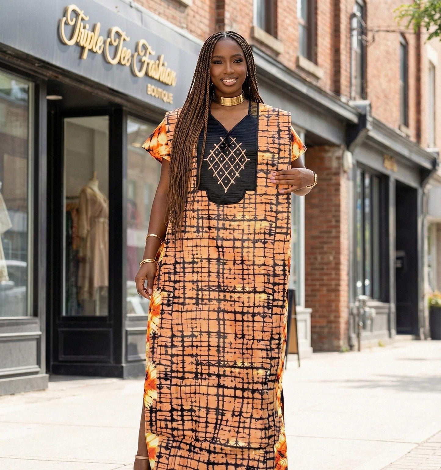 Ankara Dress | Phoenix Embroidery African Print Kaftan