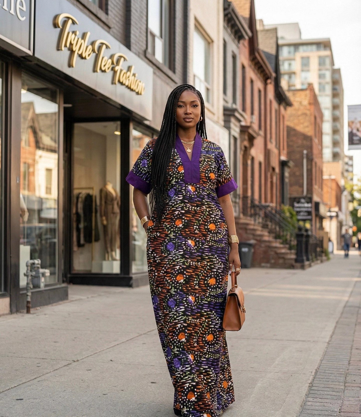 African Print Ankara Maxi Dress: Nigerian Aso Oke Kaftan