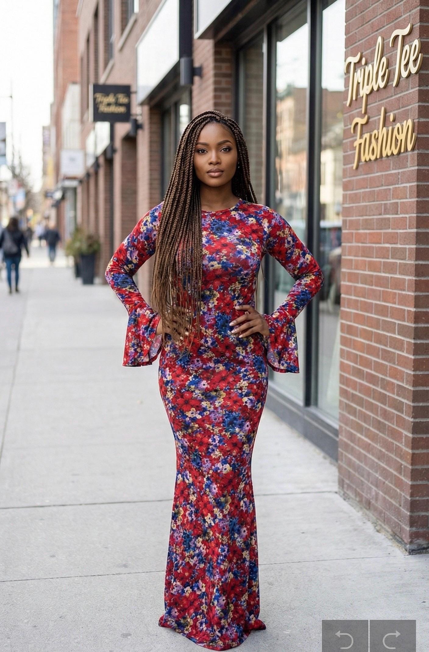 Bloom Mesh Maxi Dress – African-Inspired Floral Elegance | Sizes 12 & 14 | Triple Tee Fashion