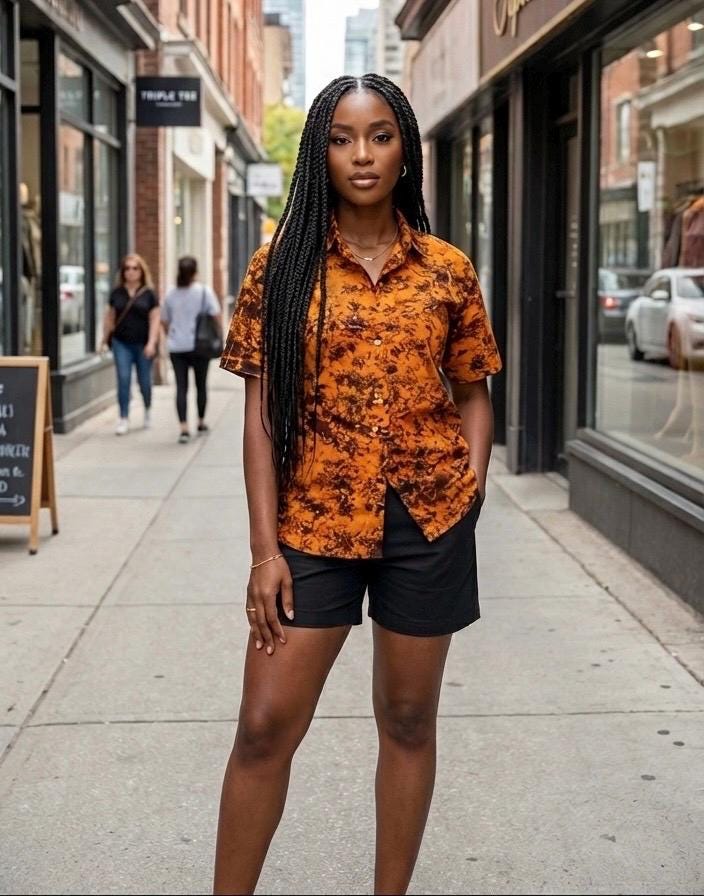 Ankara Shirt and Short Set | Nigerian African Print, Headband Cap
