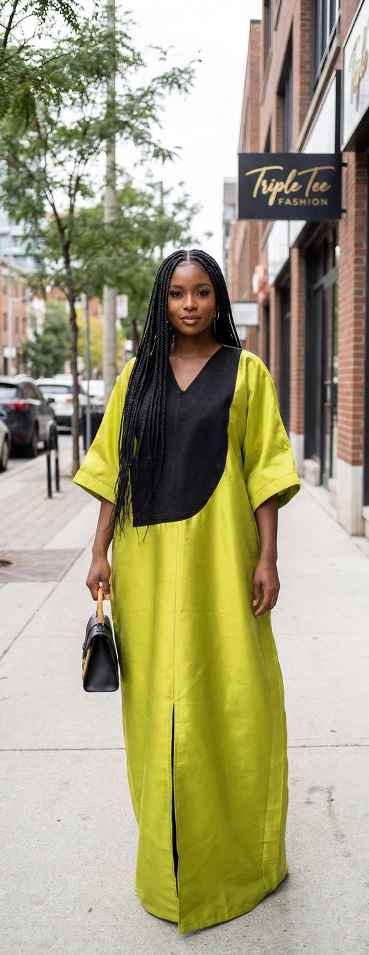 Mikado Aso Oke Boubou Dress | Nigerian Kaftan, Party Jalabiya (One Size)