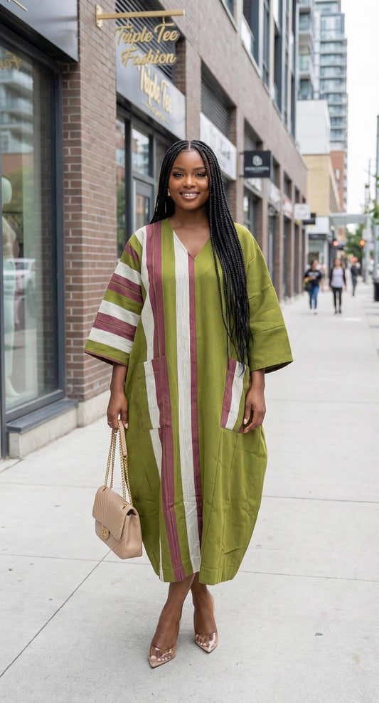 Handmade Aso Oke Boubou Gown | Nigerian Kaftan Dress