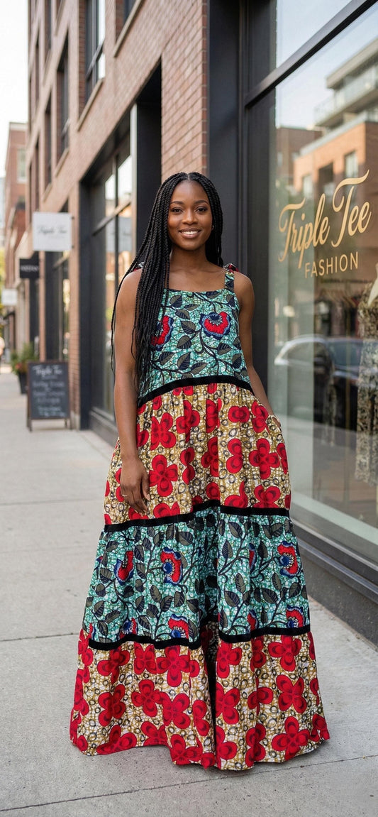 Ankara Boubou Dress | Floral African Print Kaftan