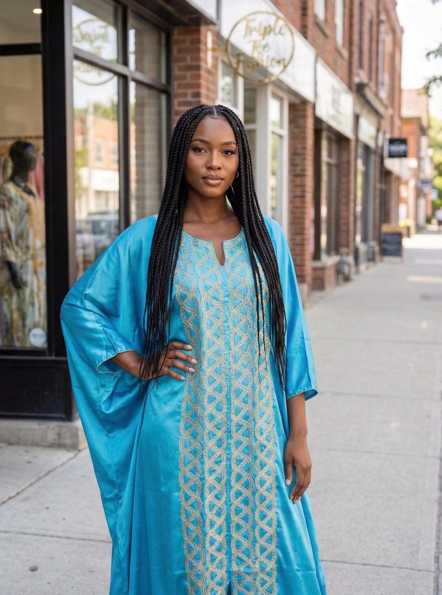 Duchess Silk Boubou Dress | Crystal Patterned Kaftan