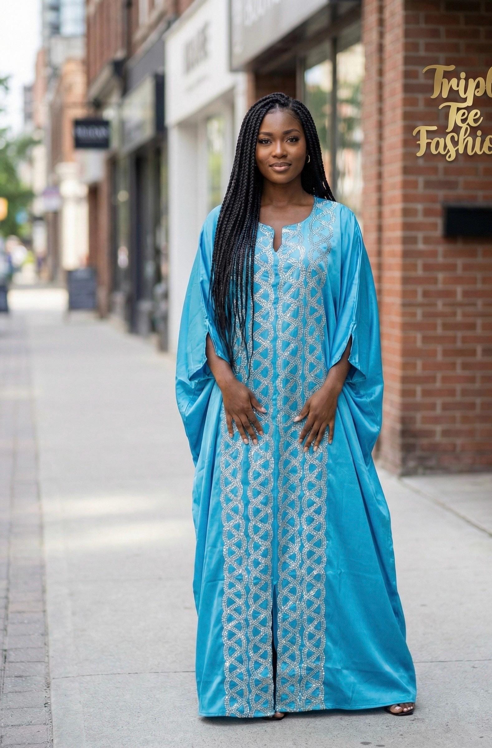 Duchess Silk Boubou Dress | Crystal Patterned Kaftan