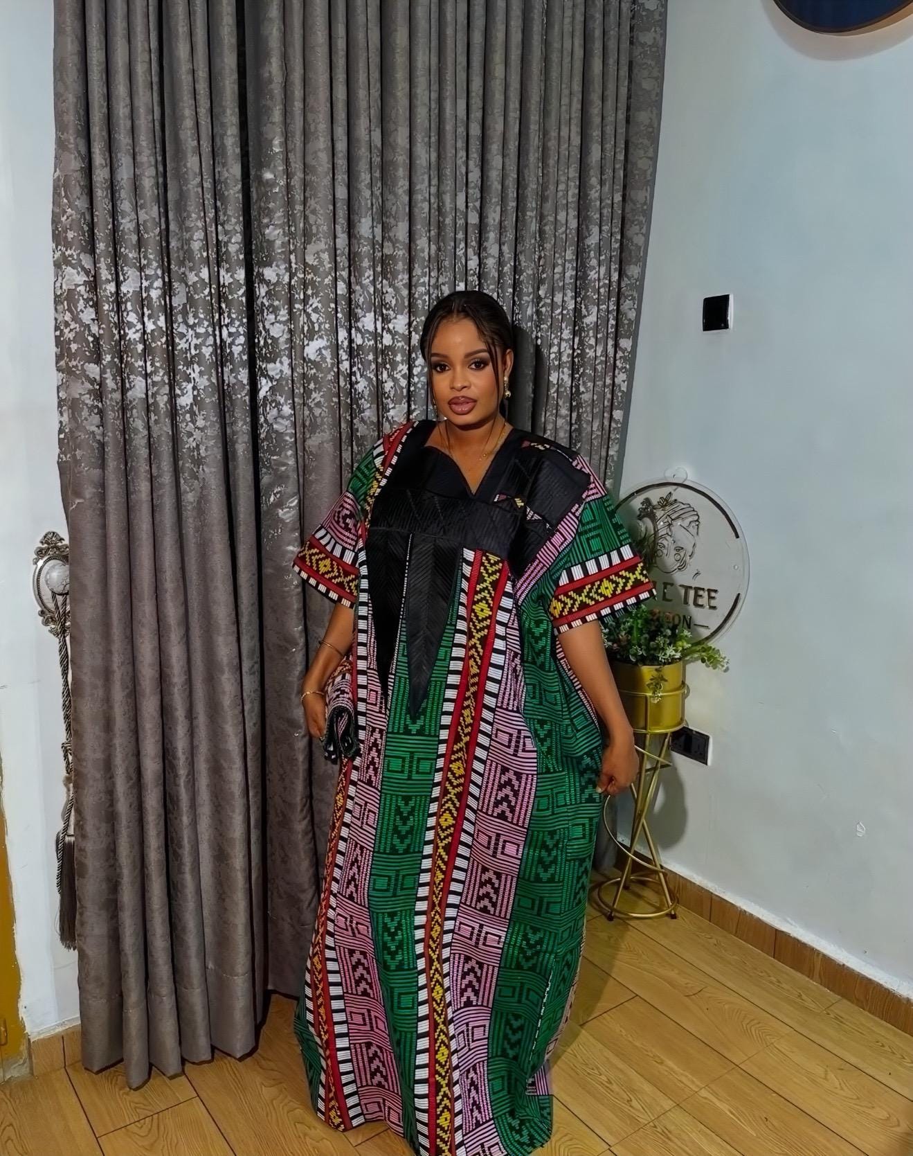 Authentic Akwete Boubou with Tinko Embroidery – One Size Fits All
