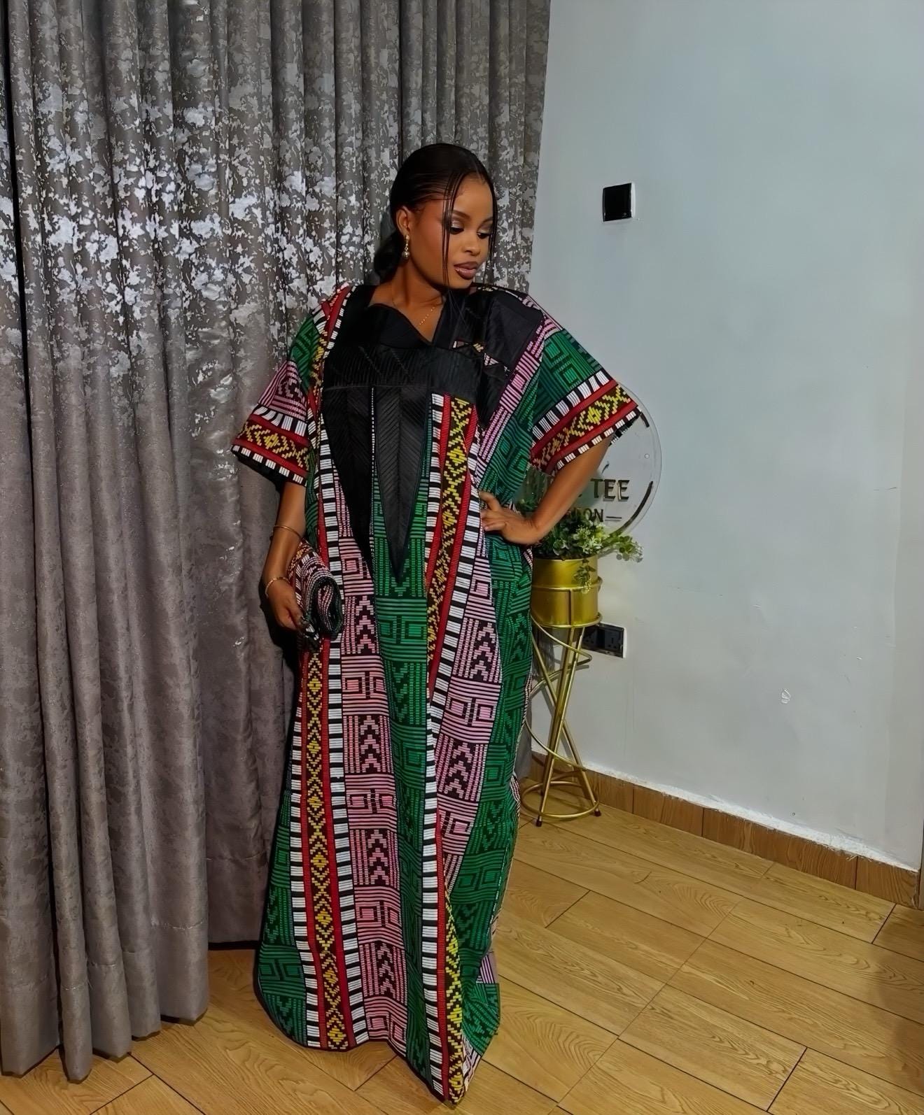 Authentic Akwete Boubou with Tinko Embroidery – One Size Fits All