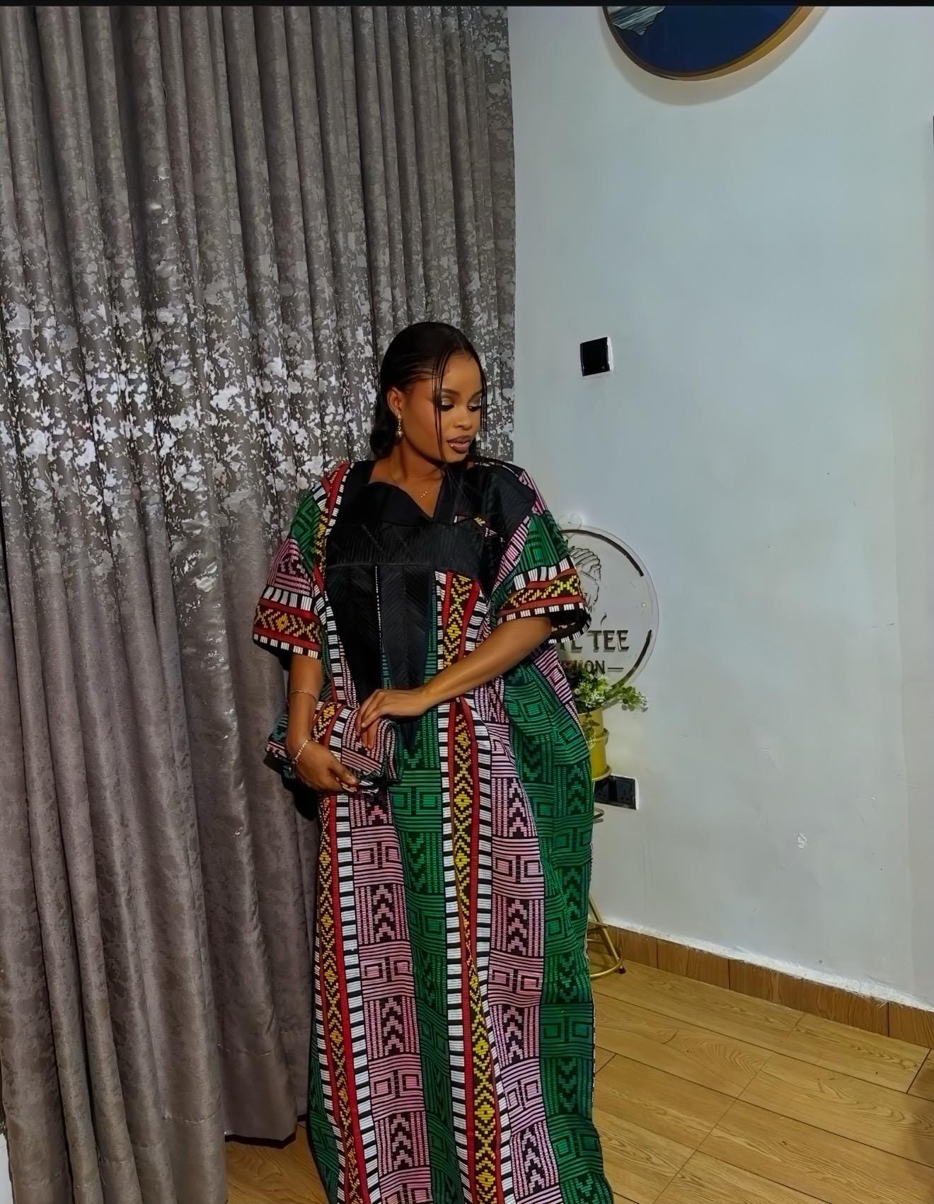 Authentic Akwete Boubou with Tinko Embroidery – One Size Fits All