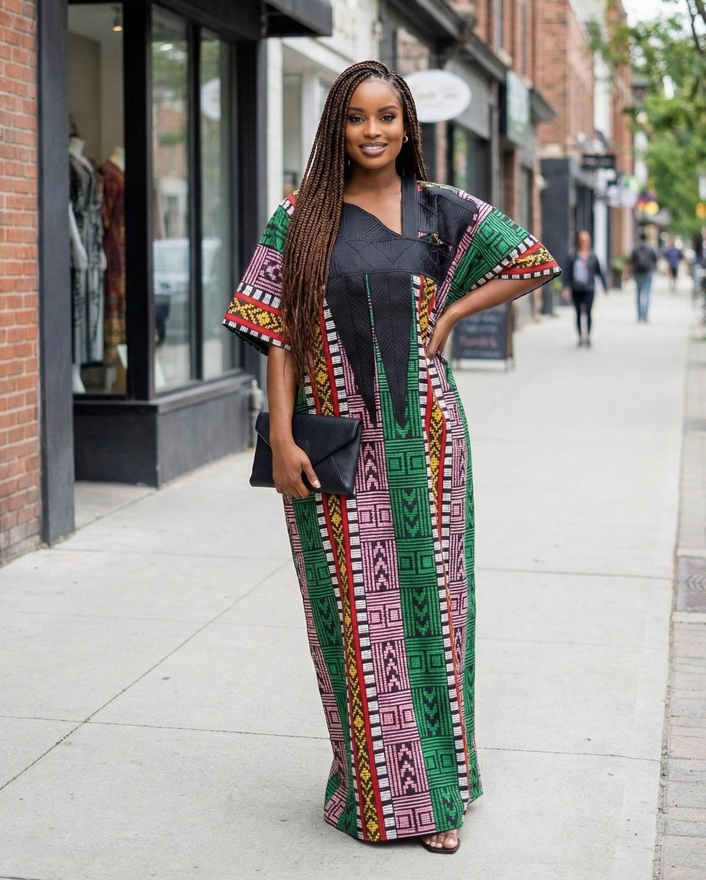 Authentic Akwete Boubou with Tinko Embroidery – One Size Fits All