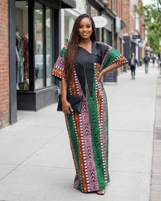 Authentic Akwete Boubou with Tinko Embroidery – One Size Fits All