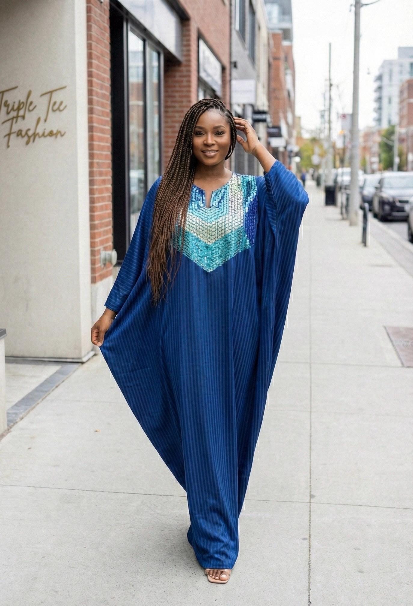 Handmade Beaded Silk Boubou Dress | African Kaftan