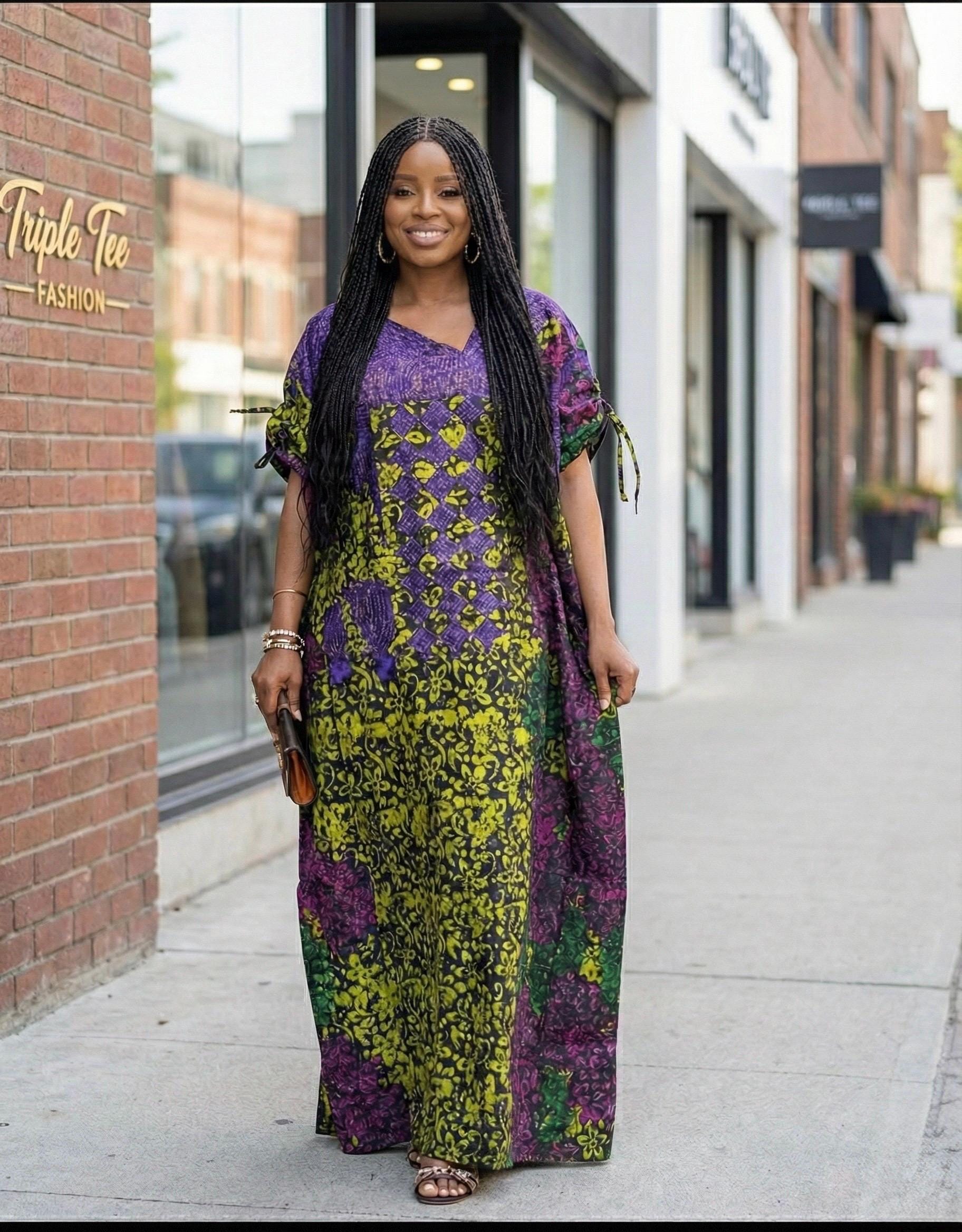 Handmade African Adire Batik Boubou Dress | Tinko Embroidery