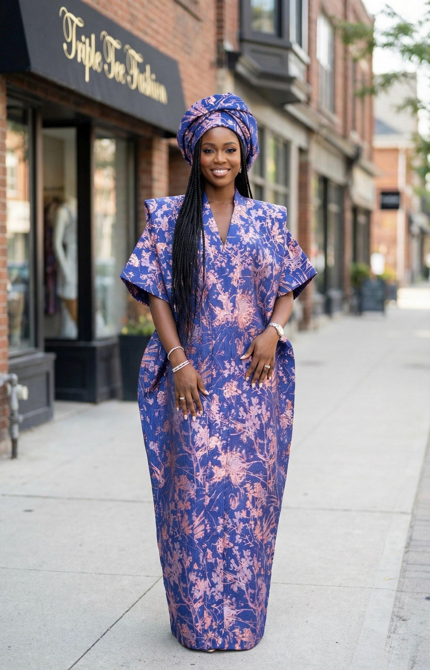 European Brocade Boubou Dress | Rich Aunty Style