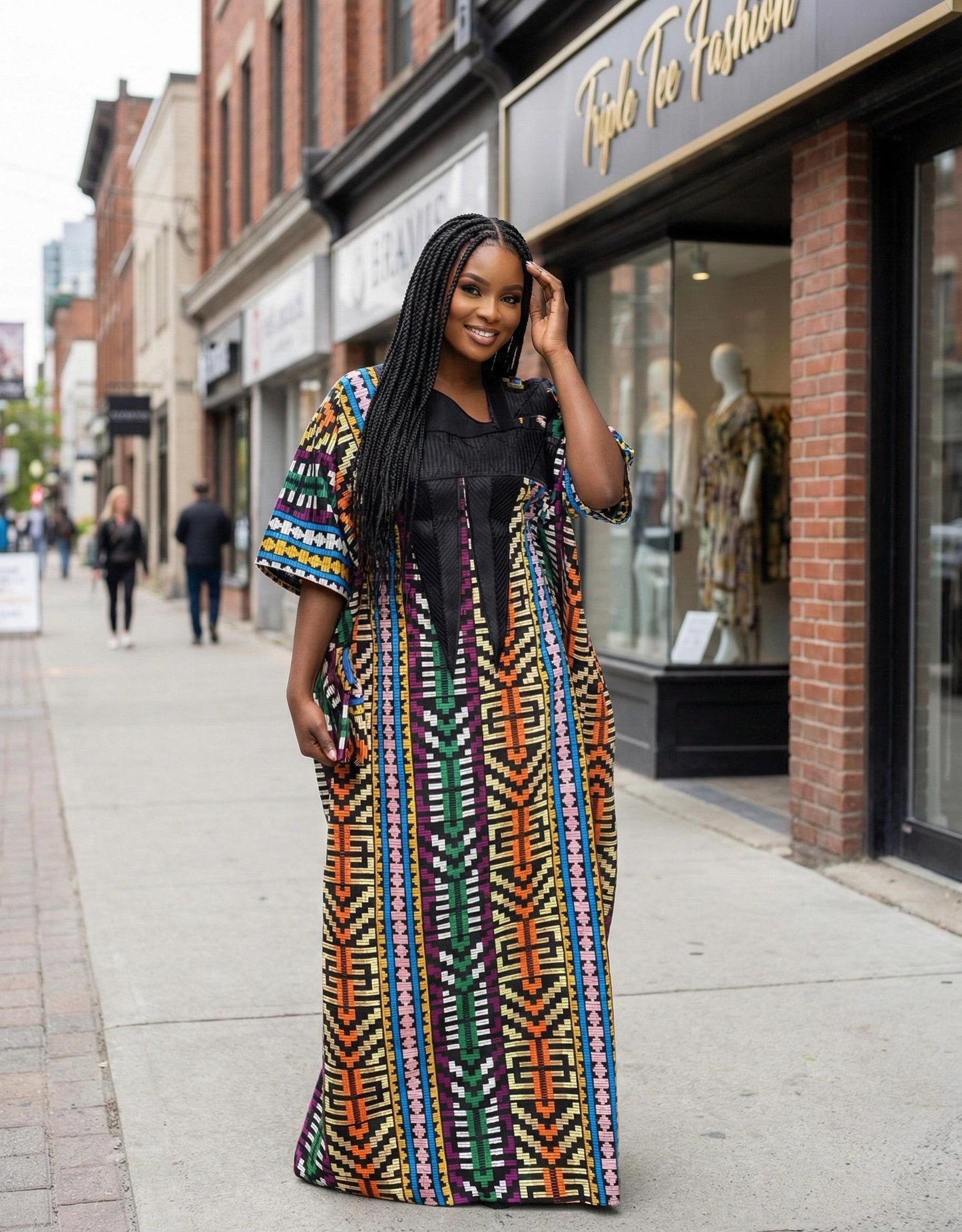 Authentic Akwete Boubou with Tinko Embroidery – One Size Fits All